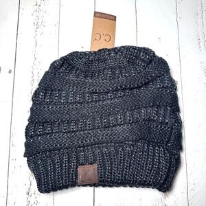 CC Exclusives Black Silver Speckle Knit Beanie Hat‎
